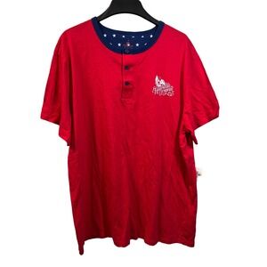 Disney Parks Shirt Men's Size XXL American Original 1/4 Button Front Red S/S NWT